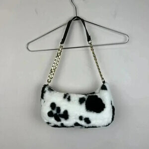 Chic Cow Print Faux Fur Shoulder Bag